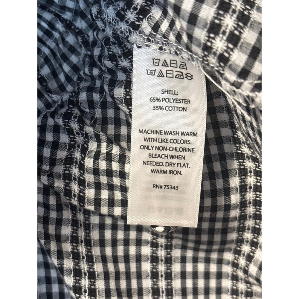 NWT Anthropologie Joie Gingham Puff Sleeve Peplum Blouse Black White Top Size L - Picture 6 of 6
